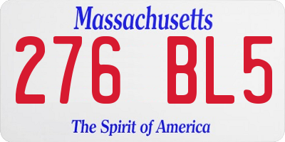 MA license plate 276BL5