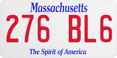 MA license plate 276BL6