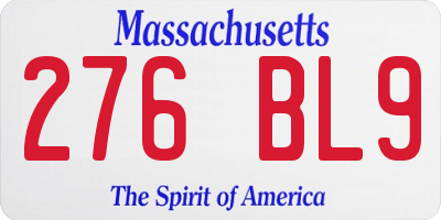 MA license plate 276BL9