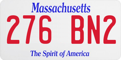 MA license plate 276BN2