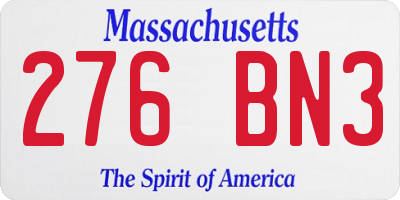MA license plate 276BN3
