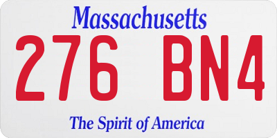 MA license plate 276BN4