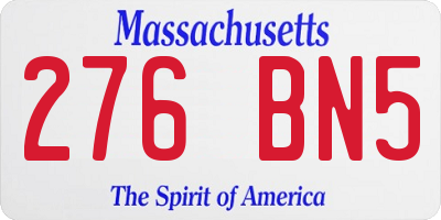 MA license plate 276BN5