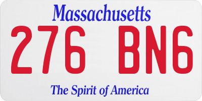 MA license plate 276BN6