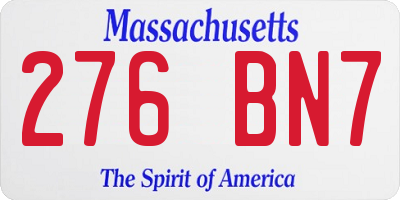 MA license plate 276BN7
