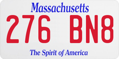 MA license plate 276BN8