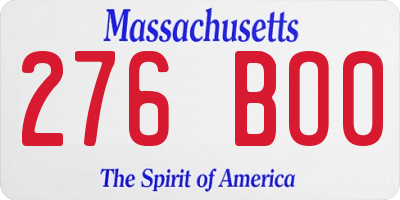 MA license plate 276BO0