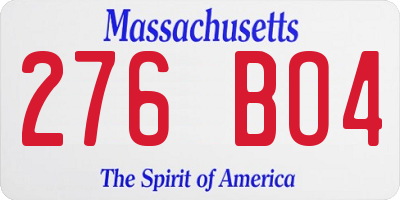 MA license plate 276BO4