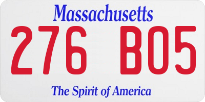 MA license plate 276BO5