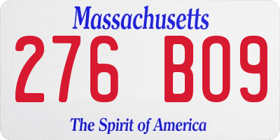 MA license plate 276BO9