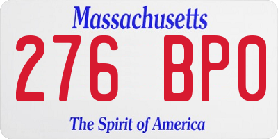 MA license plate 276BP0