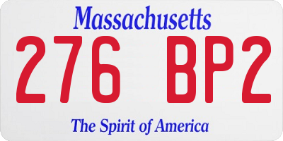 MA license plate 276BP2