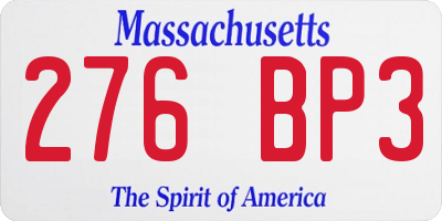 MA license plate 276BP3