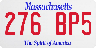 MA license plate 276BP5