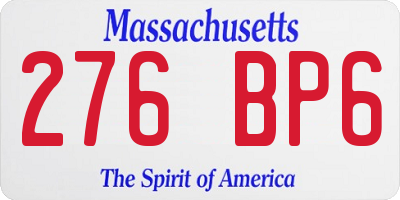 MA license plate 276BP6
