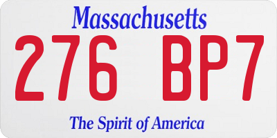 MA license plate 276BP7