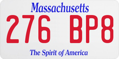 MA license plate 276BP8