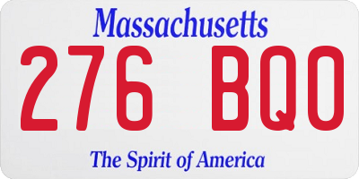 MA license plate 276BQ0