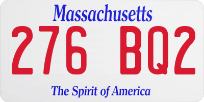 MA license plate 276BQ2