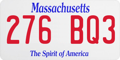 MA license plate 276BQ3