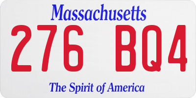 MA license plate 276BQ4