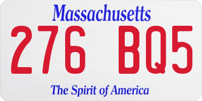 MA license plate 276BQ5