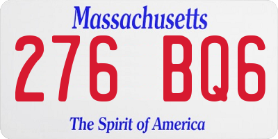 MA license plate 276BQ6