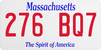 MA license plate 276BQ7