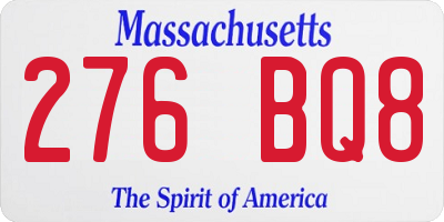 MA license plate 276BQ8