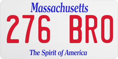 MA license plate 276BR0