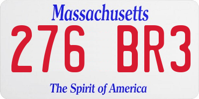 MA license plate 276BR3