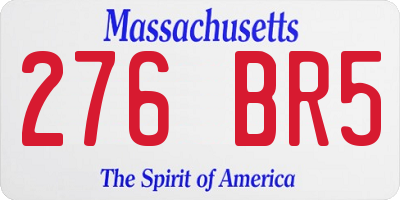 MA license plate 276BR5