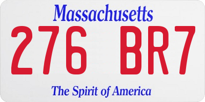 MA license plate 276BR7