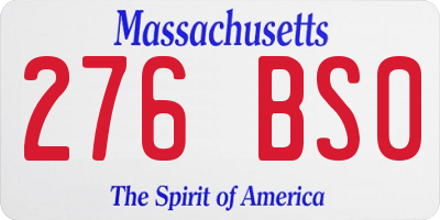 MA license plate 276BS0