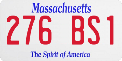 MA license plate 276BS1