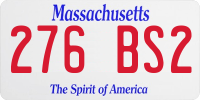 MA license plate 276BS2