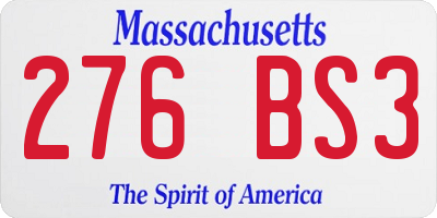 MA license plate 276BS3