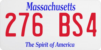 MA license plate 276BS4