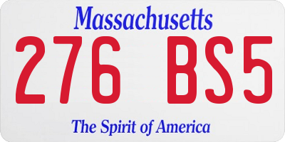 MA license plate 276BS5