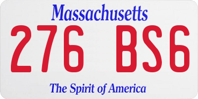 MA license plate 276BS6
