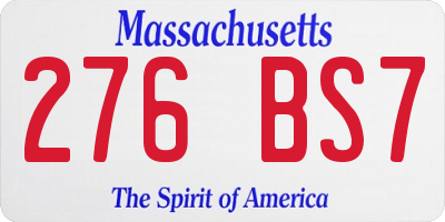 MA license plate 276BS7