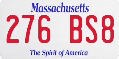 MA license plate 276BS8