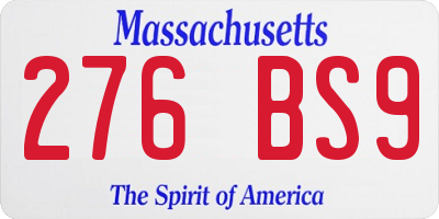 MA license plate 276BS9