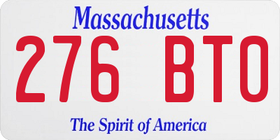 MA license plate 276BT0