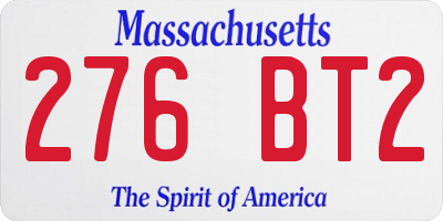MA license plate 276BT2