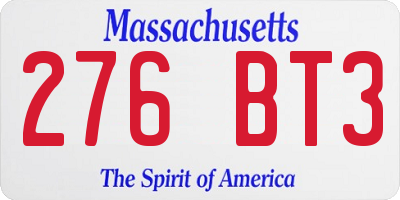 MA license plate 276BT3