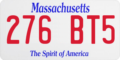 MA license plate 276BT5