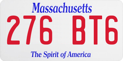MA license plate 276BT6