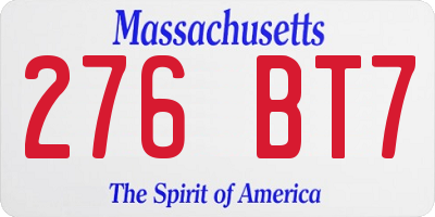 MA license plate 276BT7