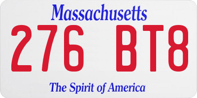 MA license plate 276BT8